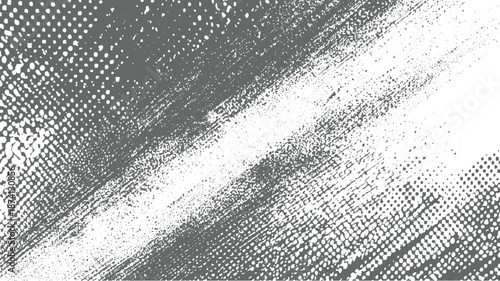 Abstract textured background with diagonal lines and halftone dots in grayscale tones creating a distressed and artistic effect