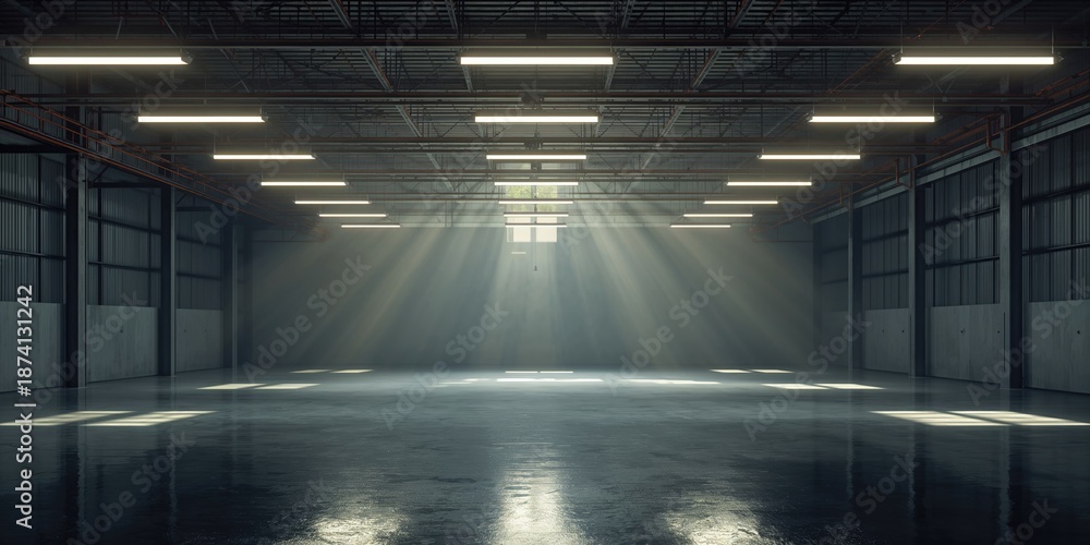 Naklejka premium Ceiling framework with integrated LED lighting for energy-efficient illumination, ideal for modern building design