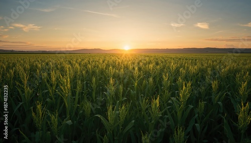 Sunrise over a vibrant green alfalfa field providing a natural backdrop for environmental studies