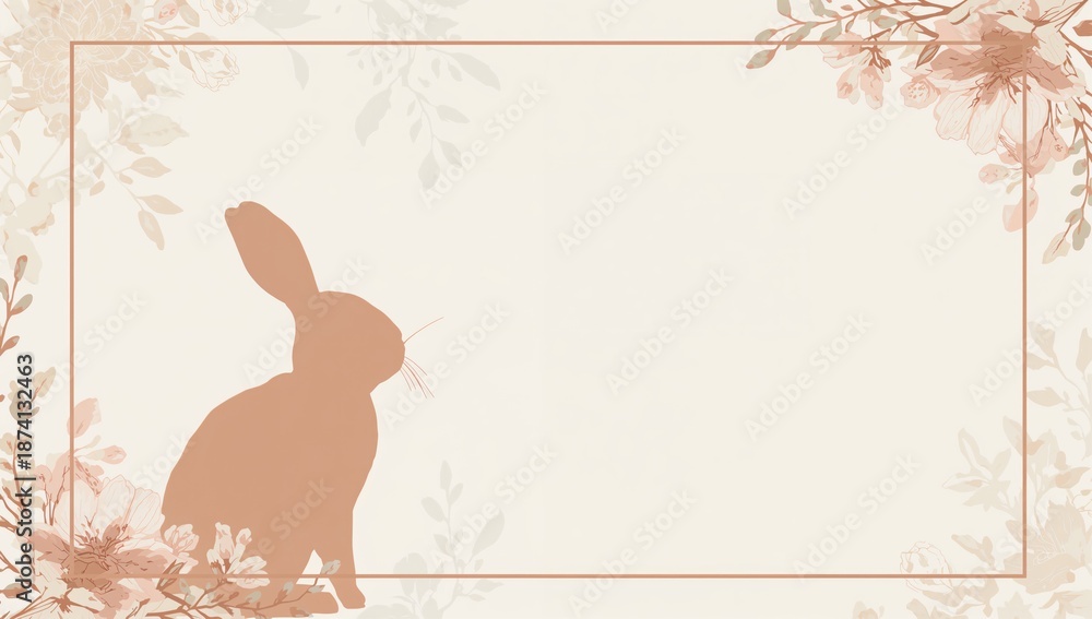 Obraz premium Holiday card featuring a dark bunny silhouette for Easter, seasonal observance