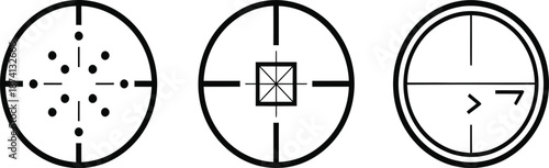 Various Reticle and Crosshair Designs for Optical Sights