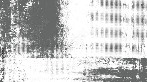 Distressed grayscale abstract background with a mix of grunge textures and scattered halftone dot patterns