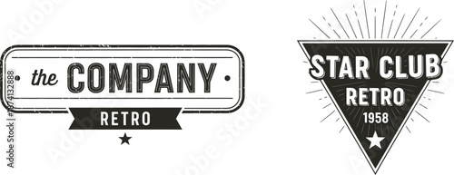 Retro style badges and emblems, vintage design elements for branding and graphic design