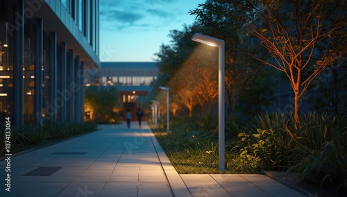 Solar-powered street lighting systems used for energy-efficient city lighting, renewable energy day © TheWaterMeloonProjec