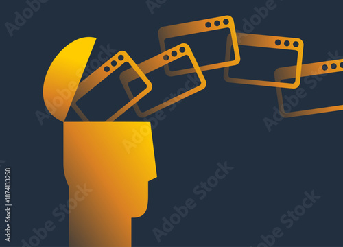 Mental overload and focus difficulty - concept illustration