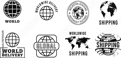 Global Shipping and Delivery Icons - Worldwide Logistics Solutions