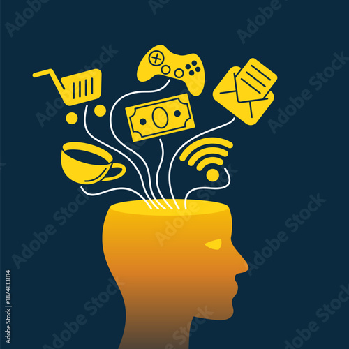 Distractibility and lack of focus concept illustration