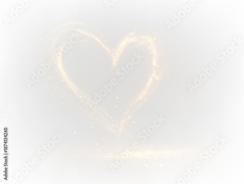 Canvastavla Swirling heart shape drawn with light particles on a transparent background that