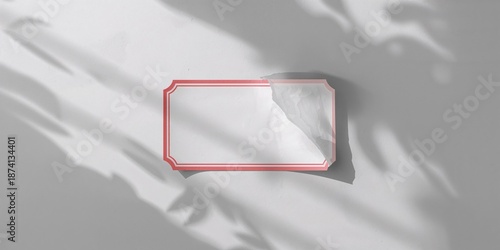 Wallpaper Mural Top-down view of a paper tag with a red border and adhesive backing, suitable for product labeling or inventory Torontodigital.ca