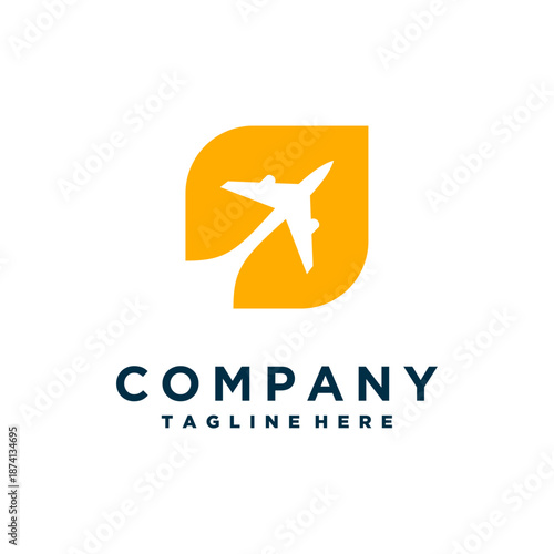 airplane logo design with aviation and travel