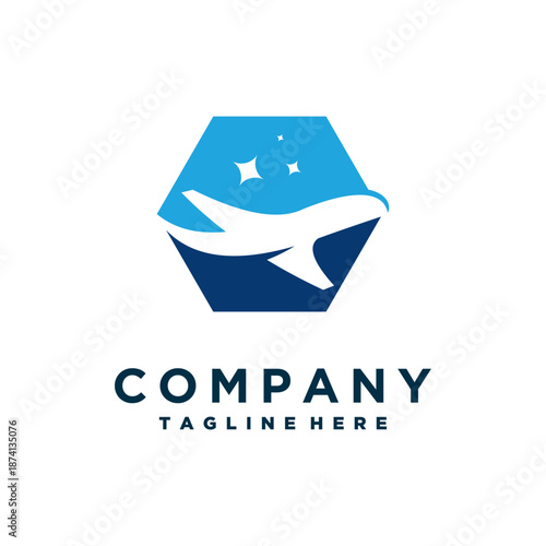 airplane logo design with aviation and travel