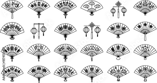Chinese Traditional Hand Fans and Lanterns Collection