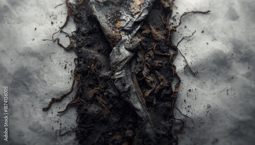 Wallpaper Mural Faded black and white fabric with wrinkles and dirt on a gray background, highlighting decay and neglect Torontodigital.ca