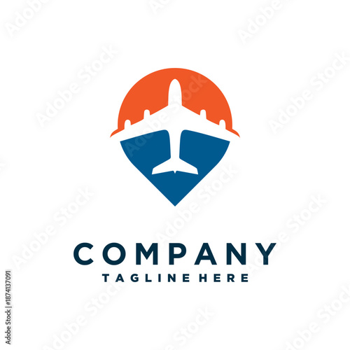 airplane logo design with aviation and travel