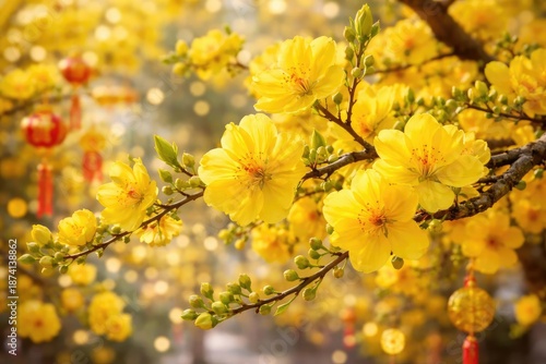 Wallpaper Mural Yellow apricot blossoms in full bloom celebrating spring and fortune Torontodigital.ca