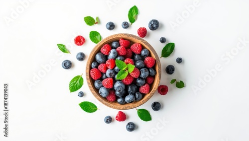 Wallpaper Mural Assorted blueberries and raspberries arranged on a white surface, highlighting natural fruit options for nutrition awareness Torontodigital.ca