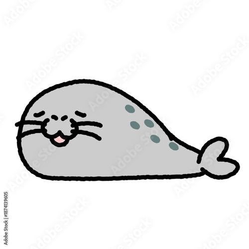 横になって休むアザラシのシンプルでかわいいイラスト