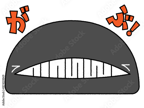 がぶっと口を開けるクジラのコミカルなイラスト