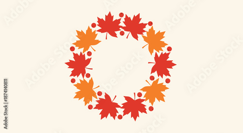 Autumnal Maple Leaf Wreath A Vibrant Circle of Fall Colors.