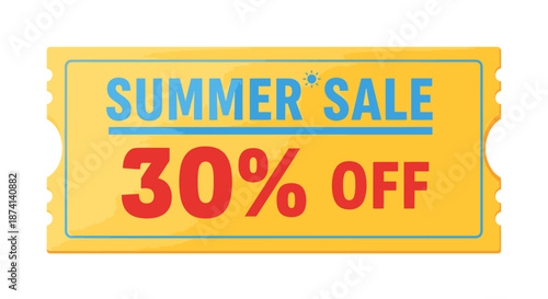 Yellow Ticket with Summer Sale Discount Offer.