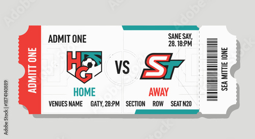 Sports Event Ticket with Team Logos.