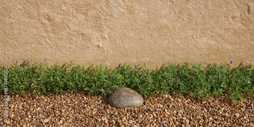 Small stone in garden serving as a natural mulch for plant protection, landscape maintenance practices