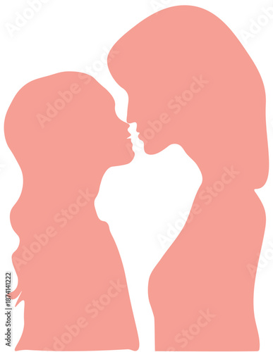 Mother and dochter silhouette , mother's day, woman and girl