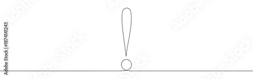 A continuous line drawing of an exclamation mark, symbolizing attention, warning, or surprise