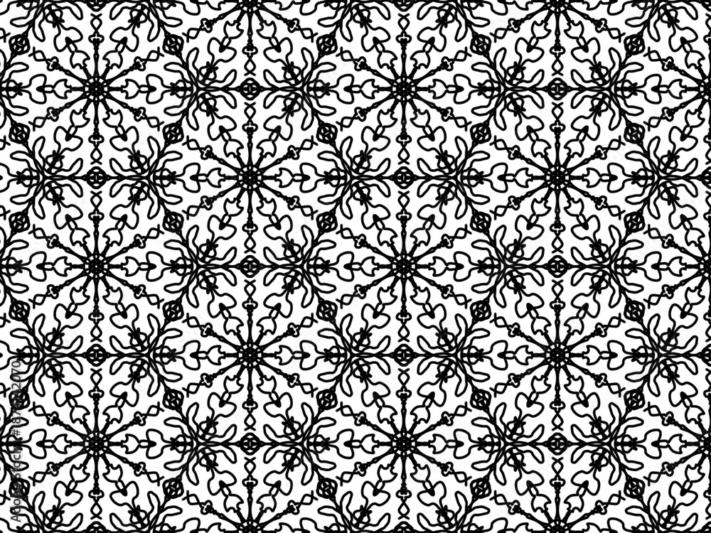 Fototapeta premium An abstract floral design arranged in a seamless geometric layout.
