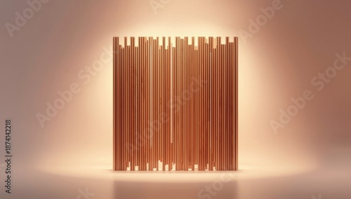 Solid oak wooden panel featuring vertical grooved slats and varied edge patterns, designed for architectural interior backgrounds, Earth Day