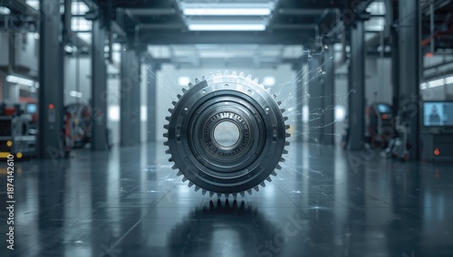 Wallpaper Mural Mechanical gears and directional arrow representing industrial automation, machinery operation, Industry 4.0 Torontodigital.ca