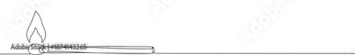 A continuous line drawing of a lit matchstick lying horizontally, symbolizing ignition, warmth, and the start of a process