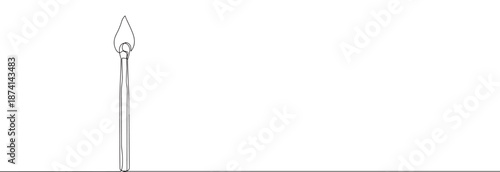 A continuous line drawing of an unlit matchstick standing upright, symbolizing potential, ignition, and new beginnings