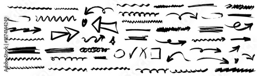 Expressive arrow and underline elements created with marker lines and pen pressure. Each arrow features marker texture, while pen work adds highlight clarity and highlight focus.