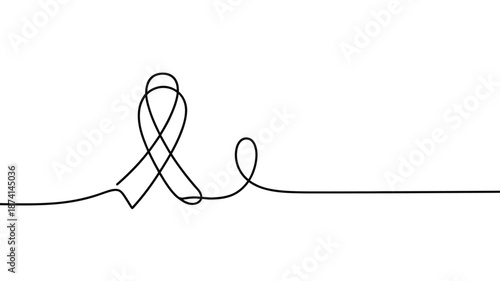 Awareness ribbon in continuous line art Vector
