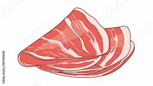 Slices of cured meat, artistically arranged in a fan-like stack