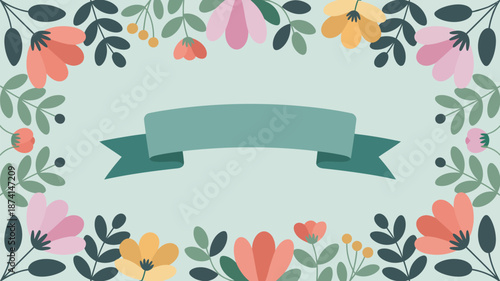 Floral banner with vibrant flowers Vector