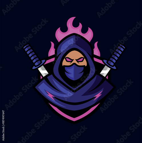 Dark Ninja Purple Gaming Logo