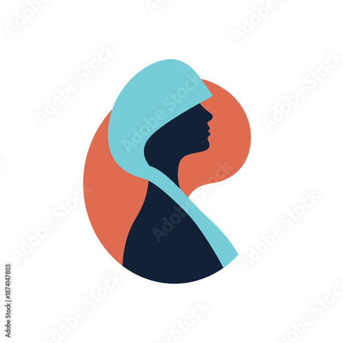 Silhouette of a Woman Wearing a Headscarf.