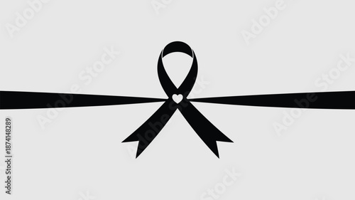 Black ribbon with heart Vector