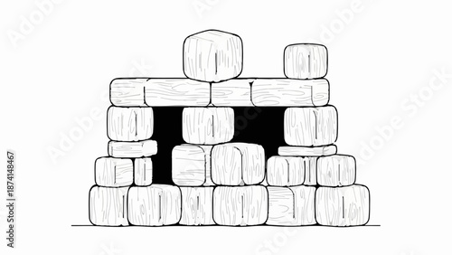 Stone structure made of stacked blocks, resembling a primitive doorway or altar