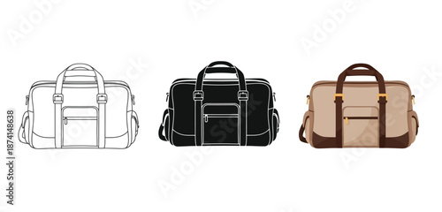 Collection of Briefcases Traditional Panjabi Kurta Vector Illustration for Men Fashion, Eid Festival and South Asian Cultural Wear Design