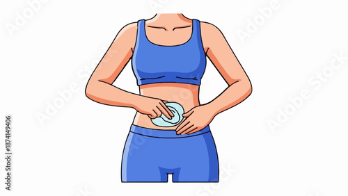 Person applying something to their abdomen