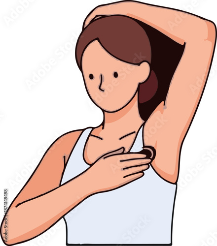 Person applying deodorant to underarm