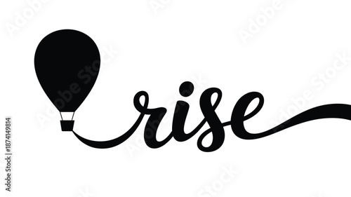 Black hot air balloon rising Vector