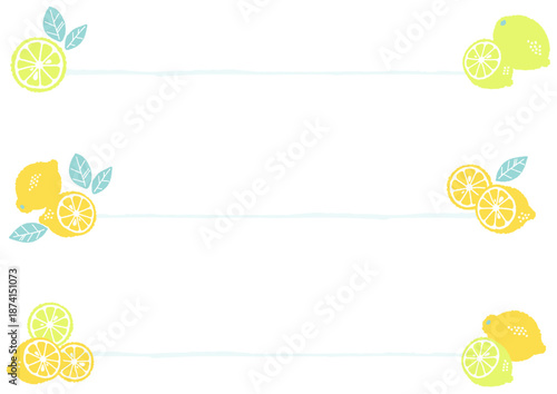 レトロ風のシンプルでポップなレモンのラインのイラスト