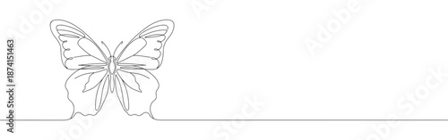 A majestic butterfly captured in a continuous line drawing, symbolizing beauty, transformation, and freedom