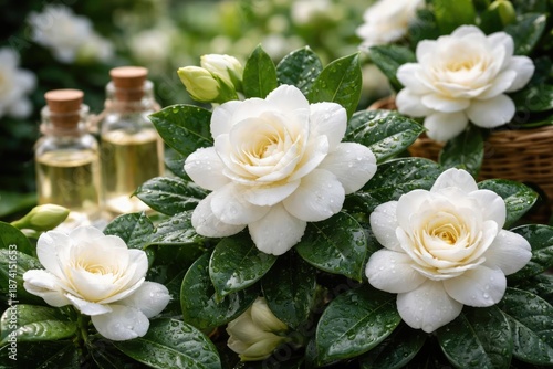 Aromatic gardenia blooms cultivated for essential oils and ornamental display