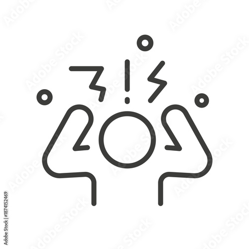 Sad man line design vector. Anxiety icon. 