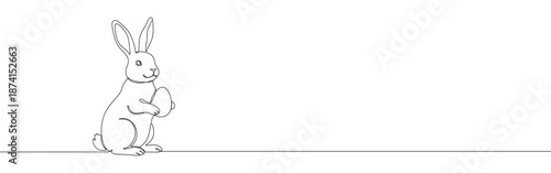 A charming Easter bunny holding an egg, rendered in a continuous line style, perfect for seasonal themes